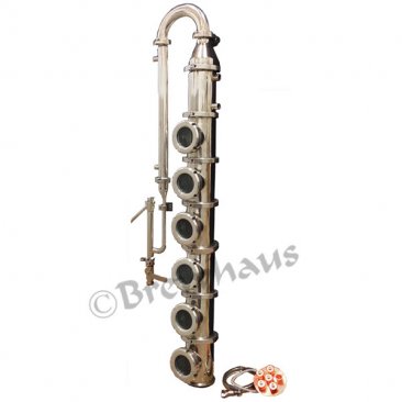 4" Flute Distillation Column with Copper Bubble Plates- 6 Sections