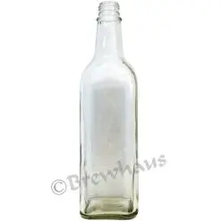 750ml Square Liquor Bottles, Clear, 12/cs